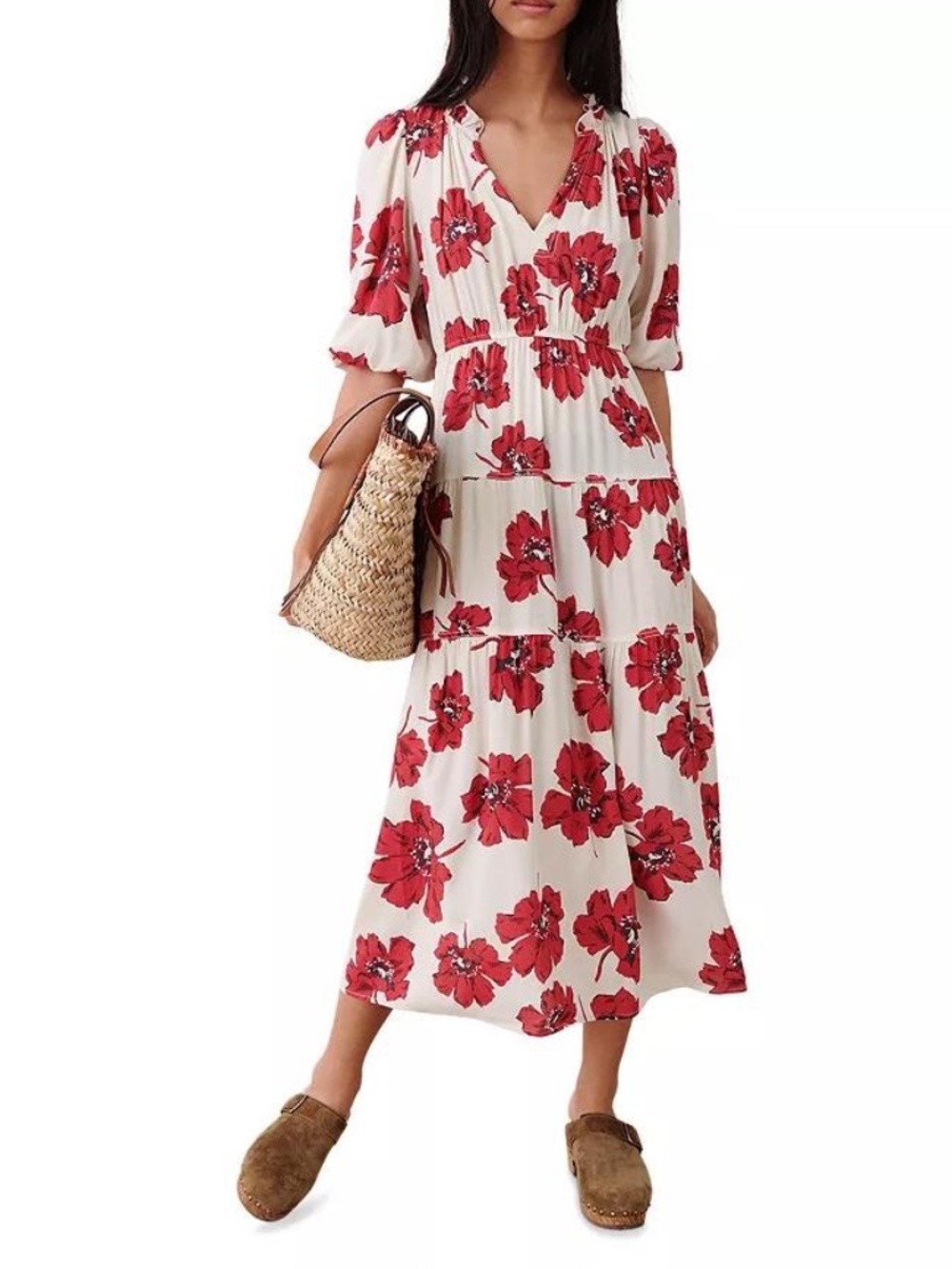 ba&sh Kory Floral Print Midi Dress - size M